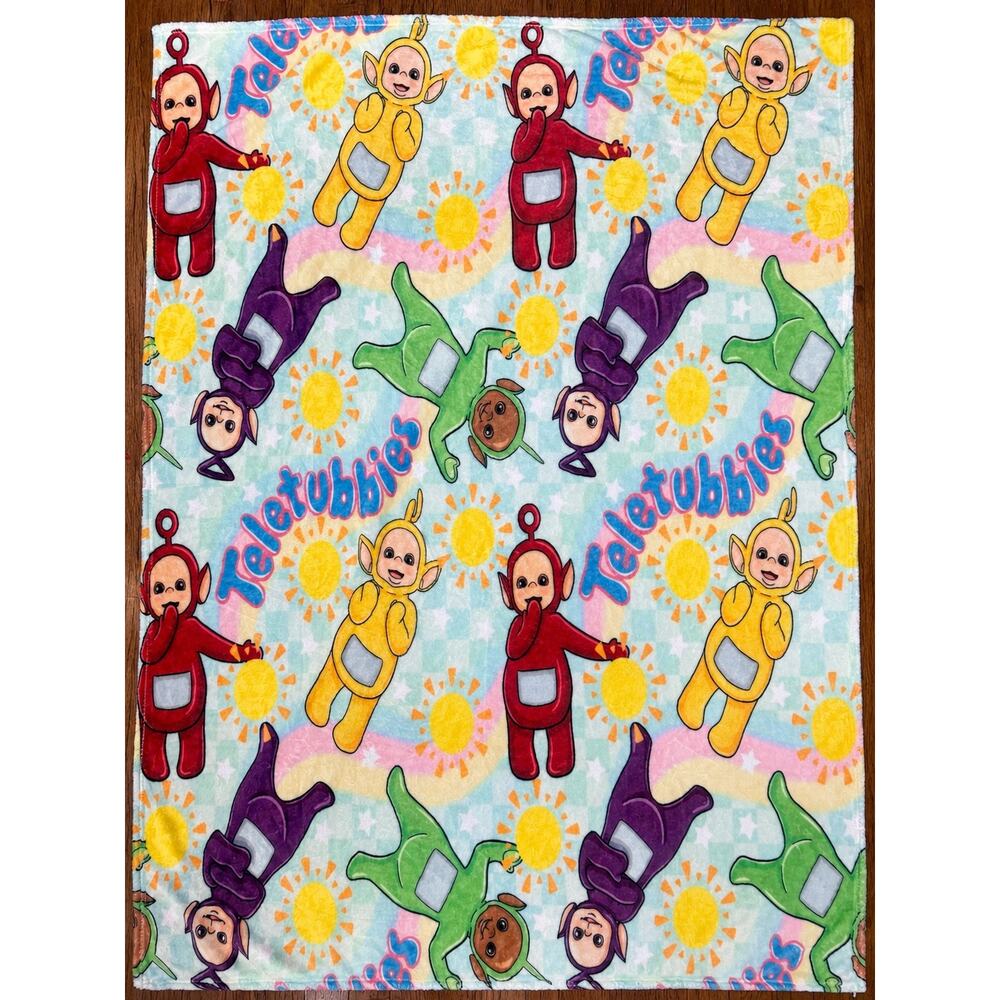 Teletubbies Retro 90s Cartoon Fleece Blanket Throw Nursery Toddler Collectible